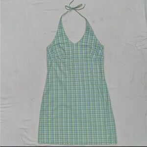 Vintage 90s picnic plaid halter dress